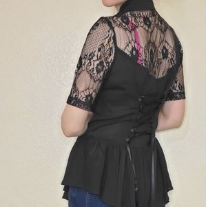 S lace peplum collared Halloween top corset back